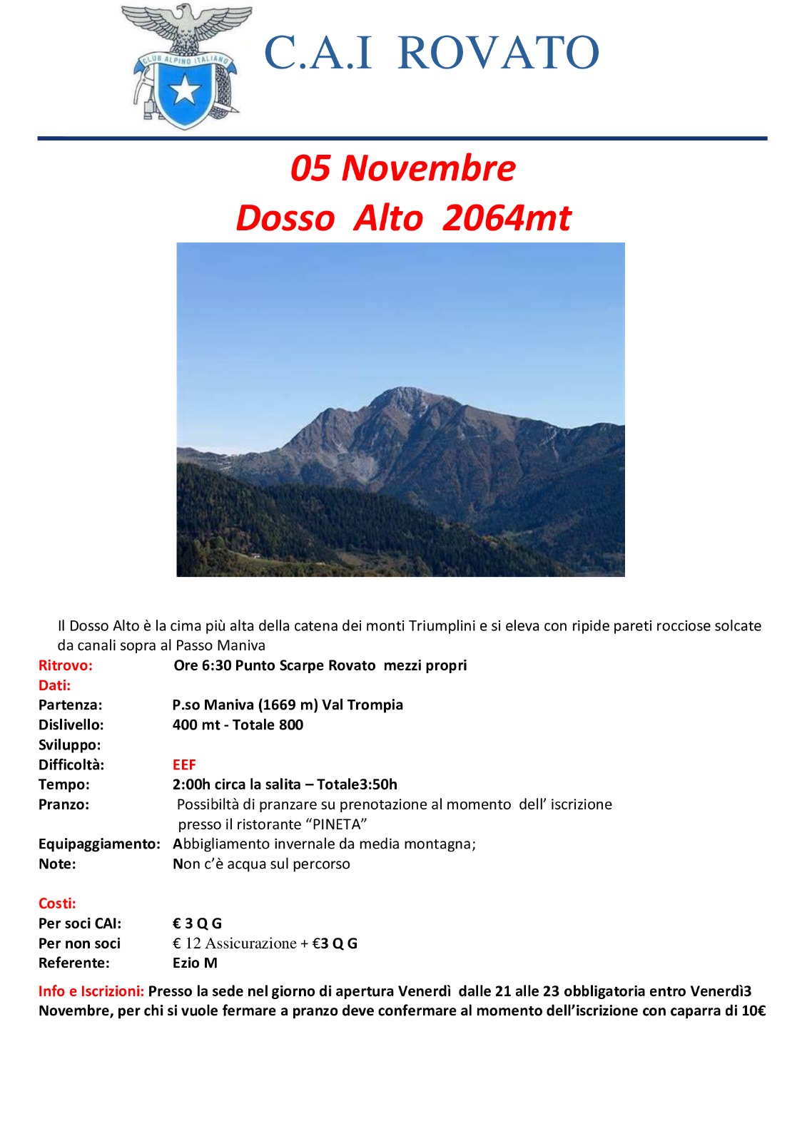 La Newsletter del CAI Rovato – 10 Novembre 2023 – Sentieri Aperti, image size:1131x1600